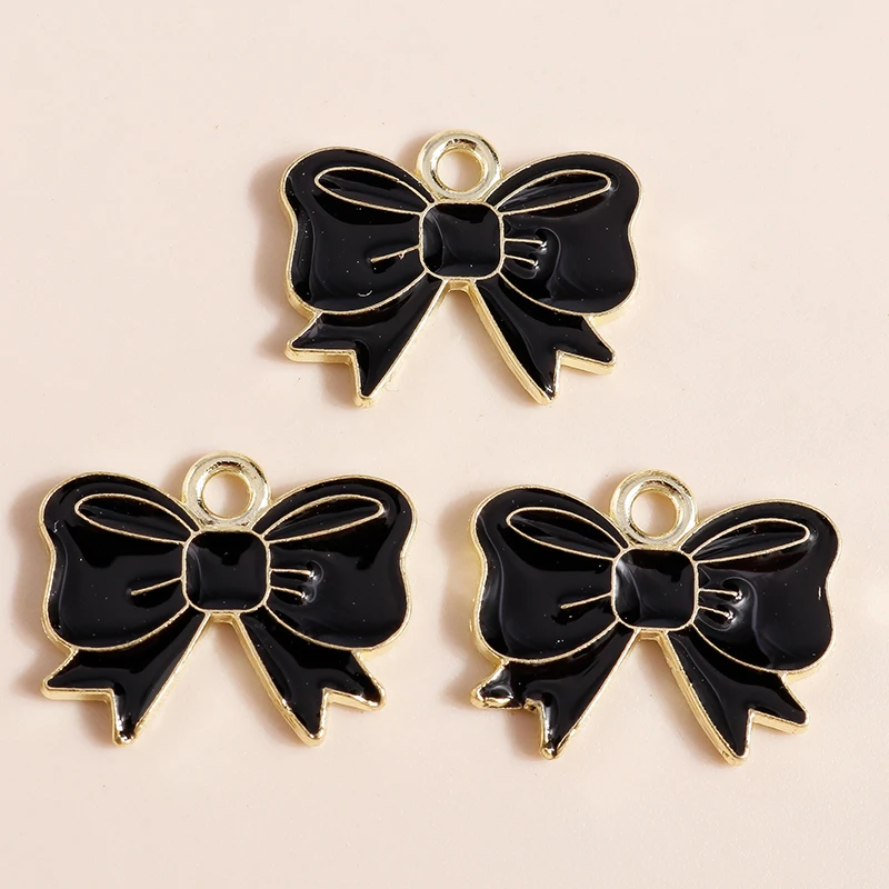 20 Stück 18 x 12 mm niedliche bunte Emaille-Bowknot-Charms-Anhänger für Schmuckherstellung, Ohrringe, Halsketten, Armbänder, DIY-Bastelbedarf – Detail 6