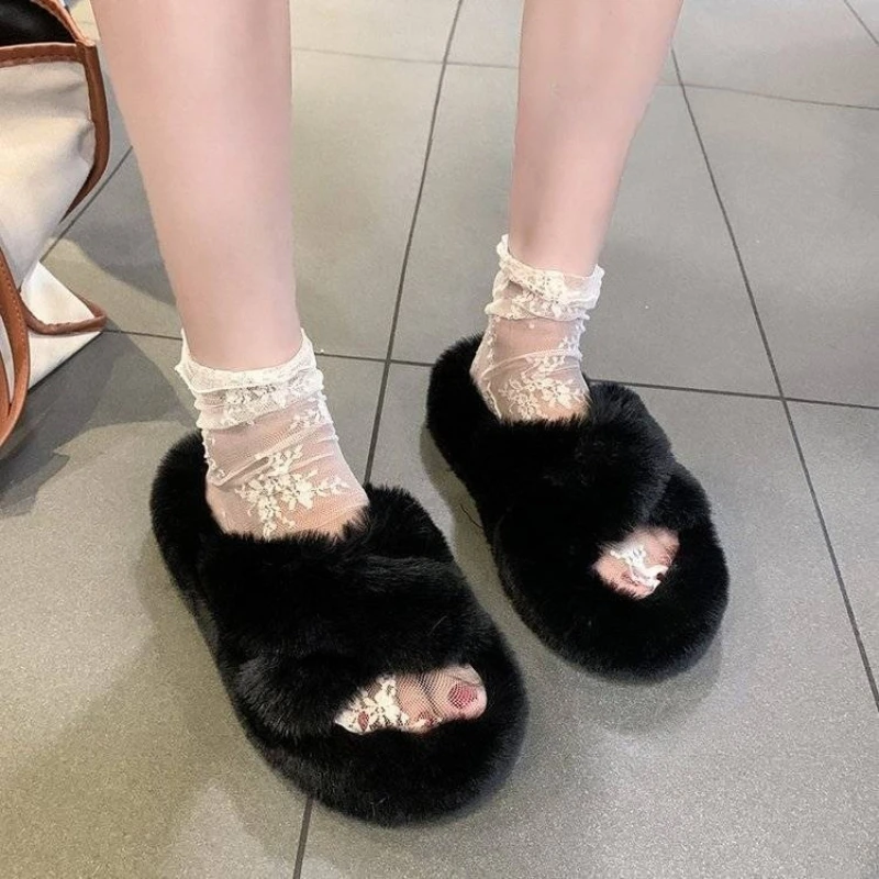  شباشب نسائية قطيفة بنعل سميك لخريف 2025 جديدة مقاس كبير مبطنة بالقطن أحذية مريحة للمكتب والمنزل والخارج والداخلية #3