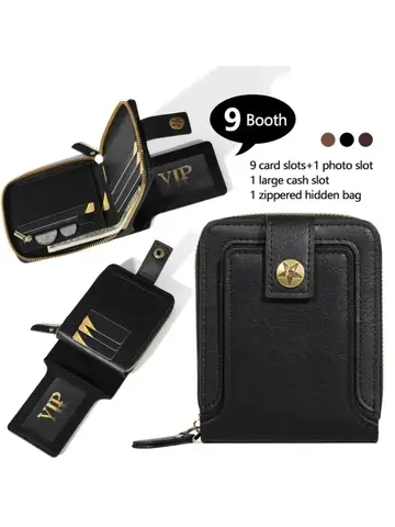Men's Fashionable Tree Pattern Zipper Buckle Credit Card Card Holder, Zipper Coin Storage Zipper Button Closure Business Walle