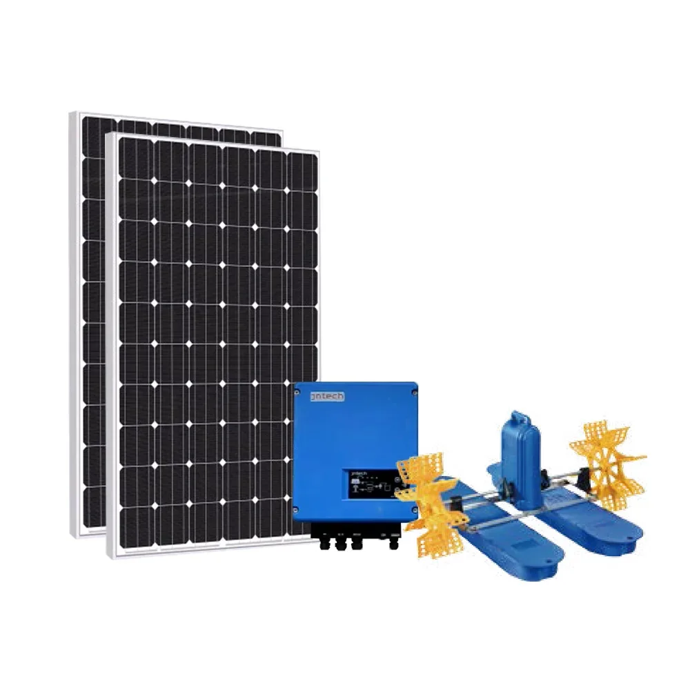 JNTECH solar aeration system  Double speed water treatment aquarium aerator fish pond filter system 220V