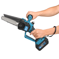 Drillpro 6Inch 21V Electric Chainsaw Cordless Brushless 3.0Ah Battery Powered Chainsaw with LED Light Automatic Chain Power Tool