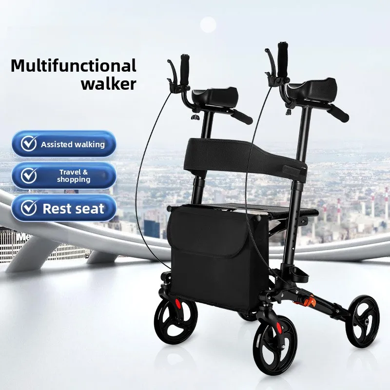 عربة مشاية لكبار السن مصنوعة من سبائك الألومنيوم ومشاية خفيفة وعربة تسوق لكبار السن كرسي متحرك بسيط