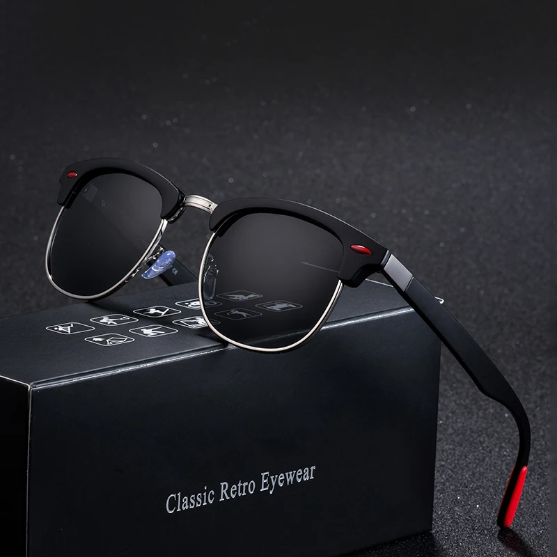 Klassische Retro Niet Polarisierte Sonnenbrille Männer Frauen Marke Designer TR90 Beine Leichter Design Weiblich Männlich Mode Sonnenbrille