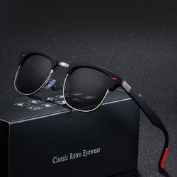 Classic Retro Rivet Polarized Sunglasses para Homens e Mulheres, Brand Designer, TR90 Legs, Lighter Design, Feminino, Masculino Fashion Sun Glasses