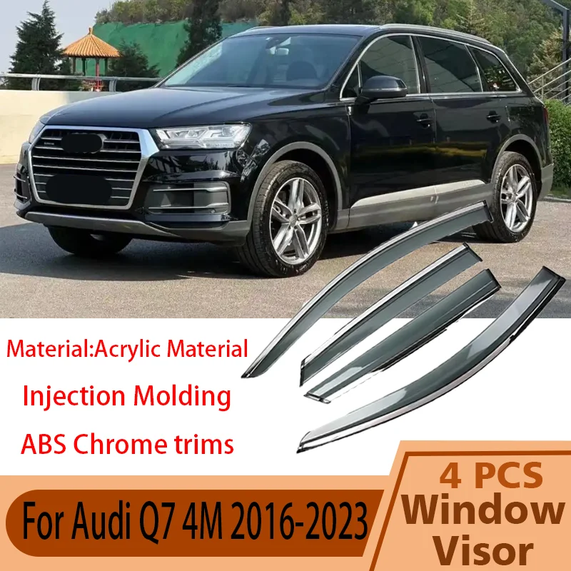 

Car Window Visor For Audi Q7 4M 2016 2017~2023 Transparent Door Visor Sun Rain Deflector Car Window Rain Guard Weathershield