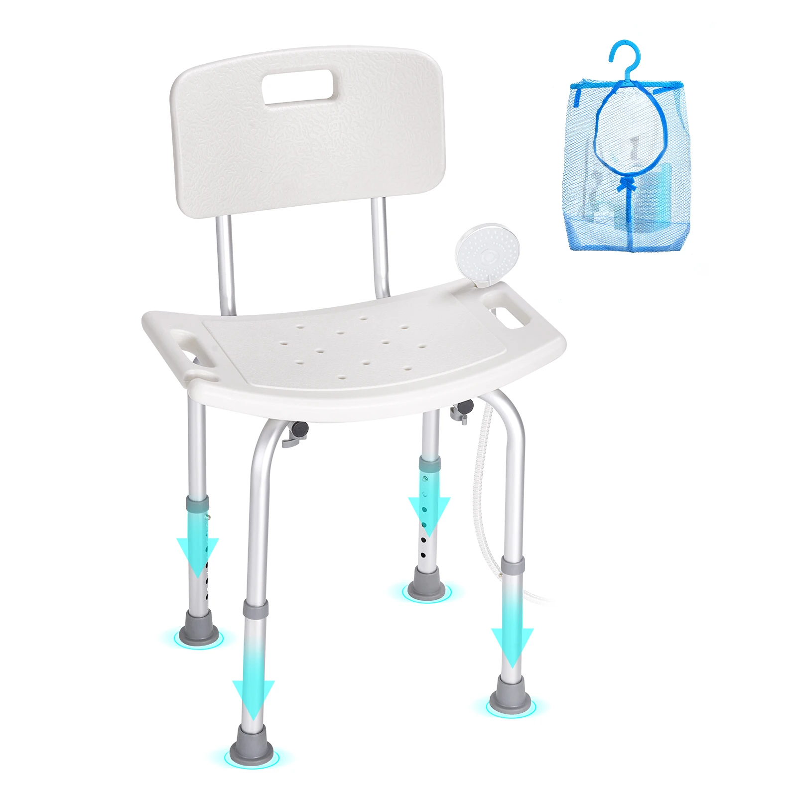 Outdoor Furniture Aluminium - Krzesło prysznicowe VEVOR z oparciem, regulowana