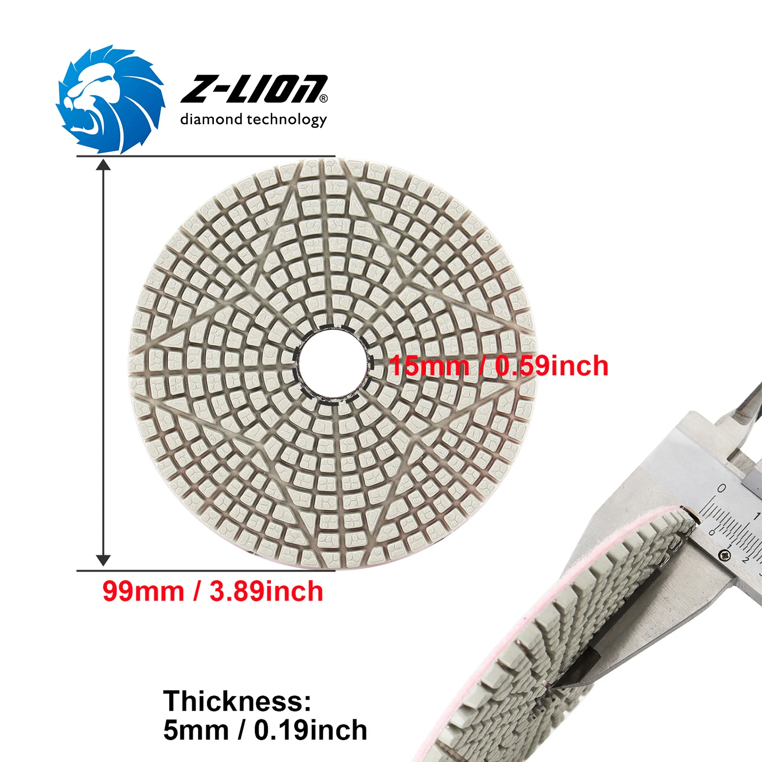 Z-LION 3PCS 4Inch wet diamond 3 step polishing pads for Granite Marble Stone Grinding Disc