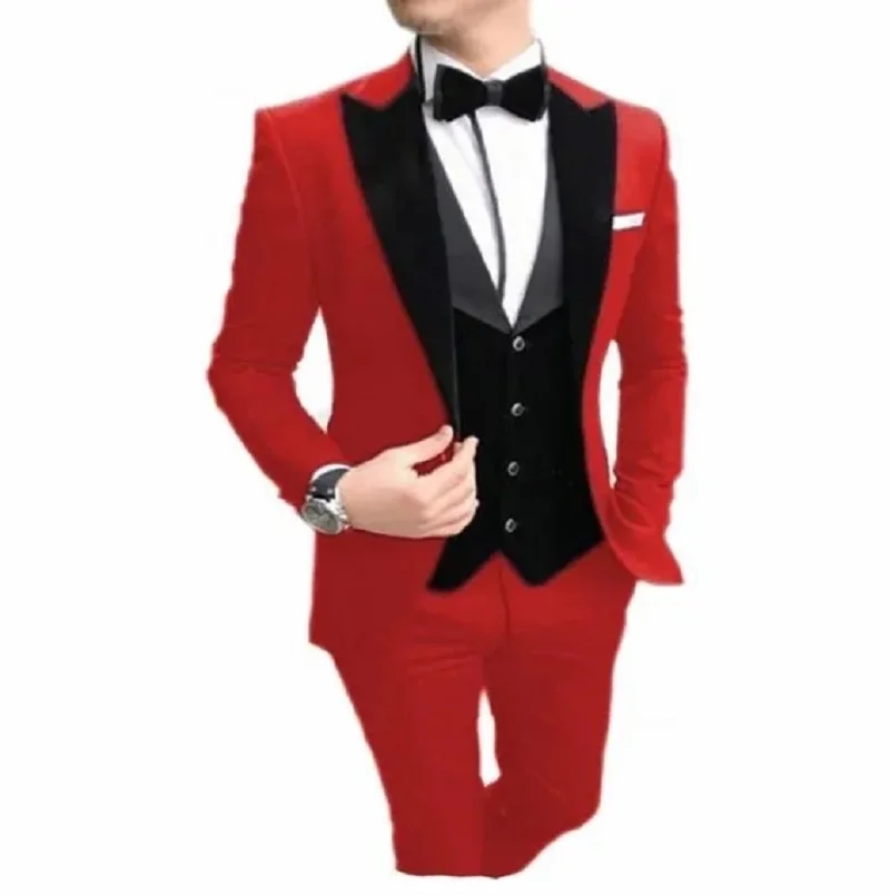 

Colorful Slim Fit 3 Pieces Tuxedos Groom Wedding Men Suit Tuxedo Terno Masculino De Pour Hommes Blazer(Jacket+Pants+Vest)