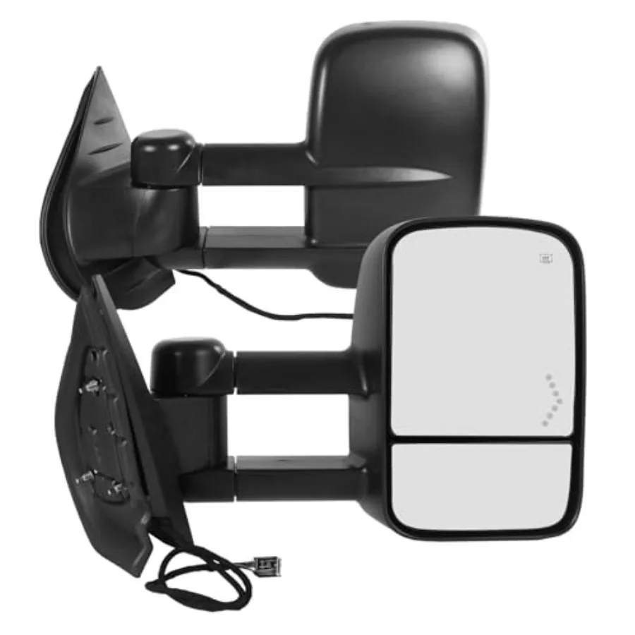 

Pair Tow Mirror for 2007-2014 Chevy Silverado GMC Sierra 1500 2500HD 3500HD with Power Heated Puddle Light LED Signal Manual Fo