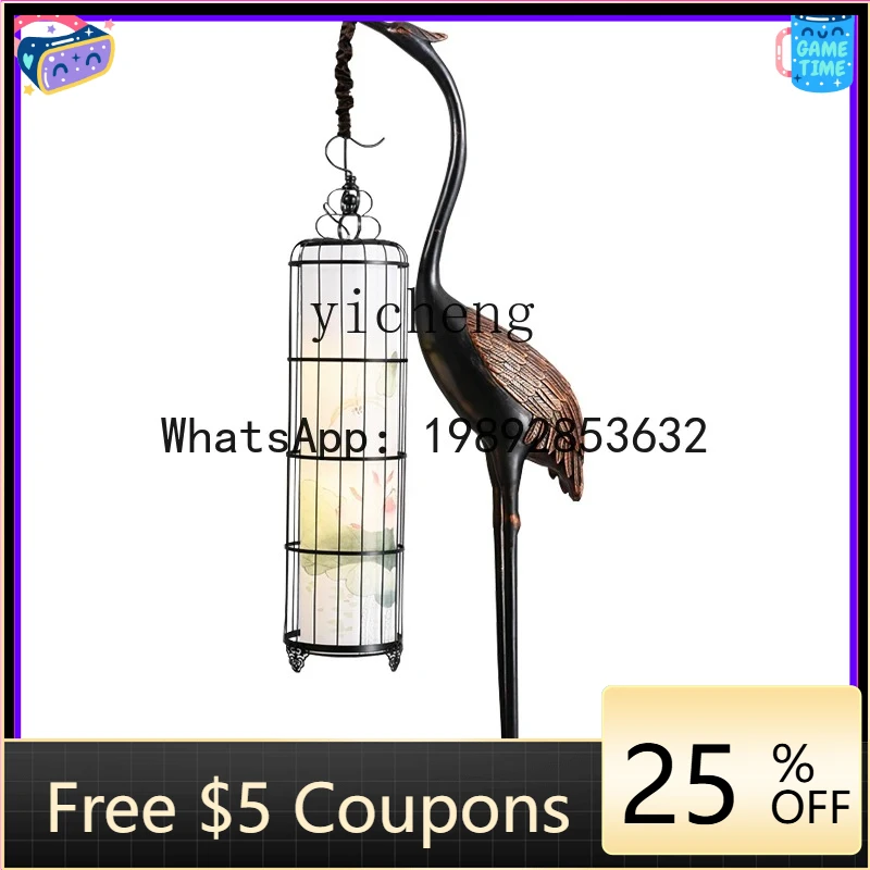 BB Floor Zen Crane Lighting Ornament Longevity Turtle and Crane Lobby Living Room Tea Room