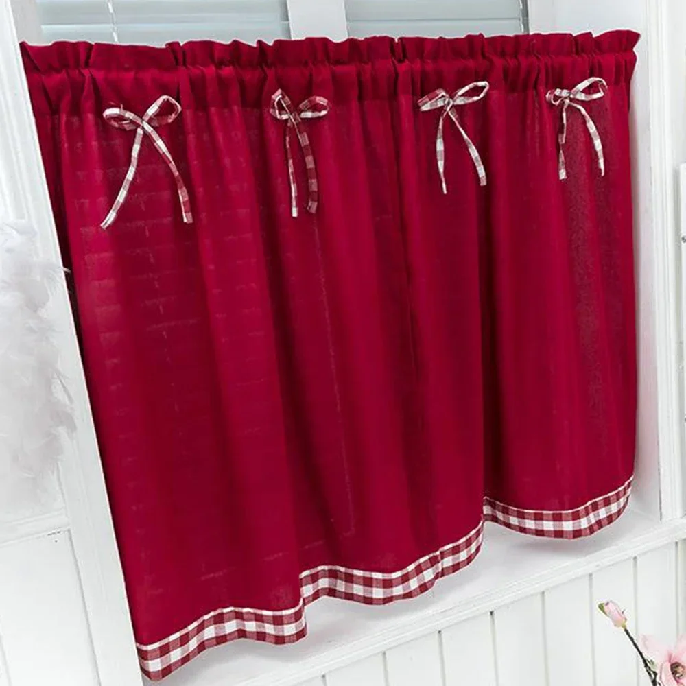 Ldyllic Lattice Style Short Curtain Decor Kitchen Window Student Bed Curtain Bathing Cover Shower Window Treatments Curtains New