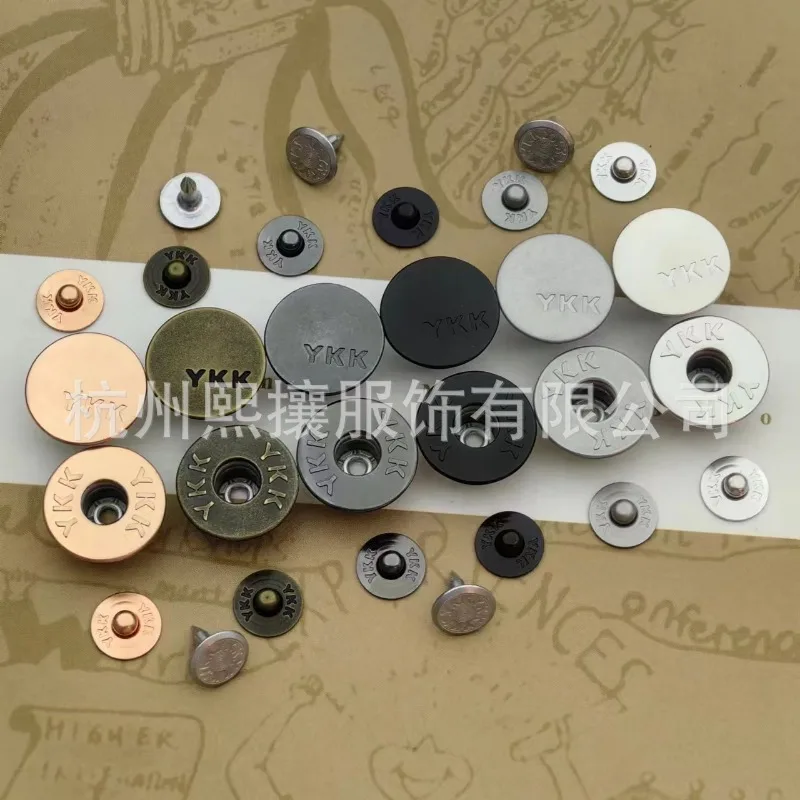 100sets/Lot YKK Jeans Button Denim Casual Pants 16.8mm Hollow Solid Craft DIY Apparel Sewing Supplies