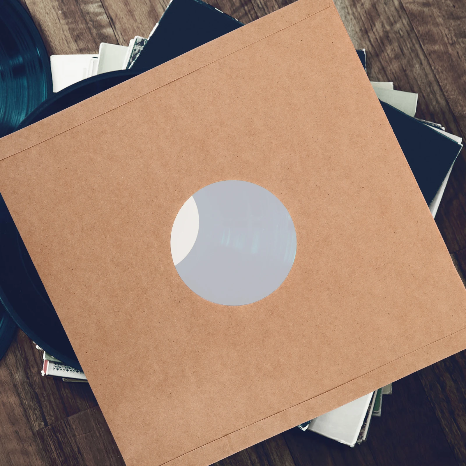 

5pcs 12 Inch Vinyl Record Storage Sleeves Kraft Paper Protective Jackets Center Film For Black Vinyl Covers Reusable