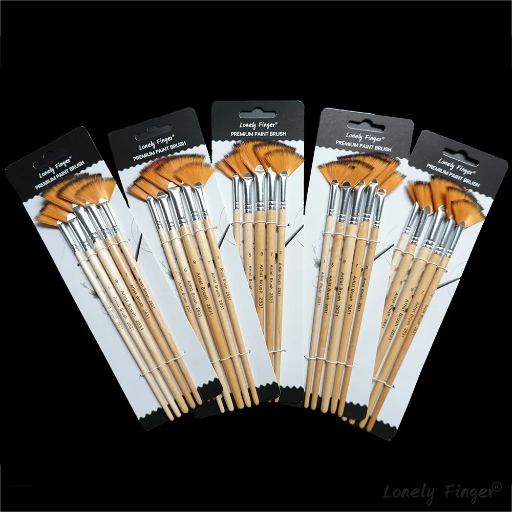 5/15/25 Pcs Nylon Fan Paint Brushes Artist Brush Set for Acrylic, Watercolor and Oil Painting