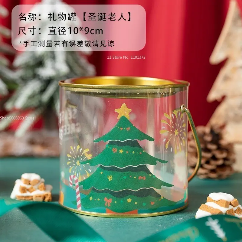 Portable Biscuit Tin Can Packaging Box Candy Snowflake Puff Pastry Bag Transparent Baking Gift Box Kitchen Home Decor