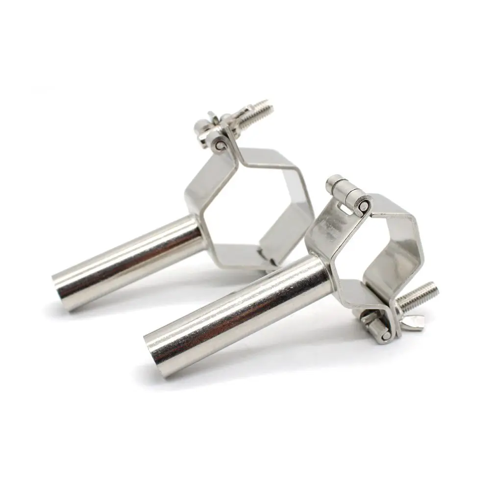 SS304 stainless steel hexagonal pipe bracket, pipe clamp, pipe fixing clamp, water pipe bracket, handleless design, 12.7mm-102MM