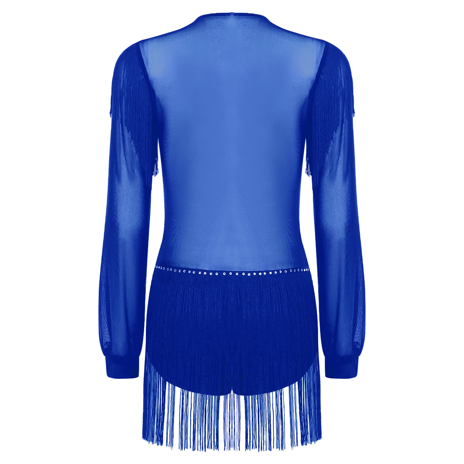 Robe de danse latine à franges pour femmes, strass brillants, justaucorps Samba Salsa Tango, Costume de danse de compétition sur scène de patinage artistique