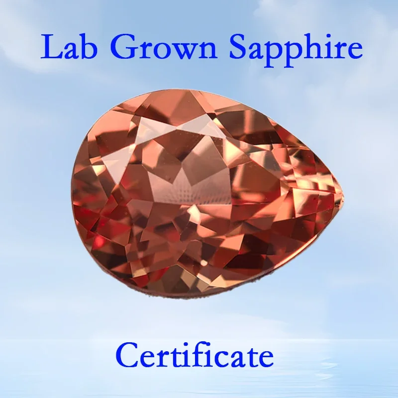 Lab Grown Sapphire Sunset Orange Color VVS1 Pear Shape Charms Beads for Advanced Jewelry Making Rings Selectable AGL Certificate