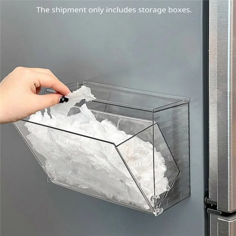 AB33-Clear Adhesive Storage Box Shoe Cover Wall Mount Doorway Shelf Dispenser No Drill Clean Look