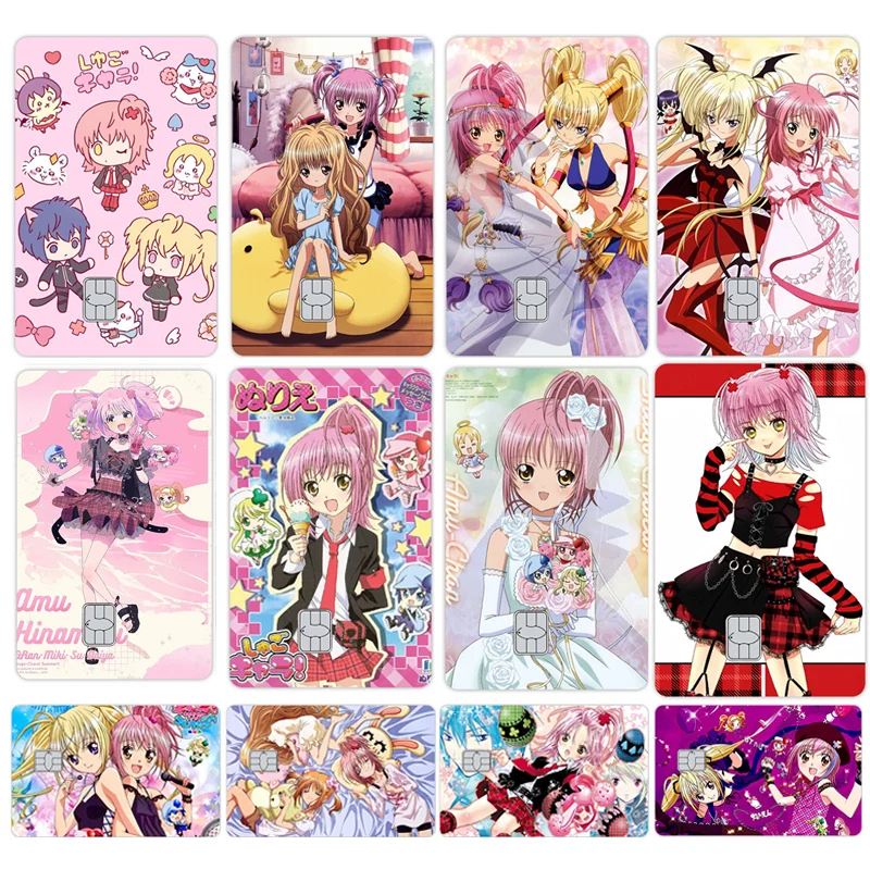 Shugo Chara Anime Cartoon Girls Credit Card Skin Stickers for VISA Bank Card Campus Access Card Cover Film Sticker Decoration