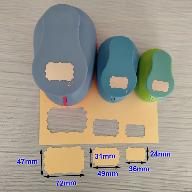 1.5'' 2" 3" DIY Paper Tag Photo Frame Card Cutter Scrapbook Large-scale Embossing device Hole Punch Kids Handmade Craft Gift Cut