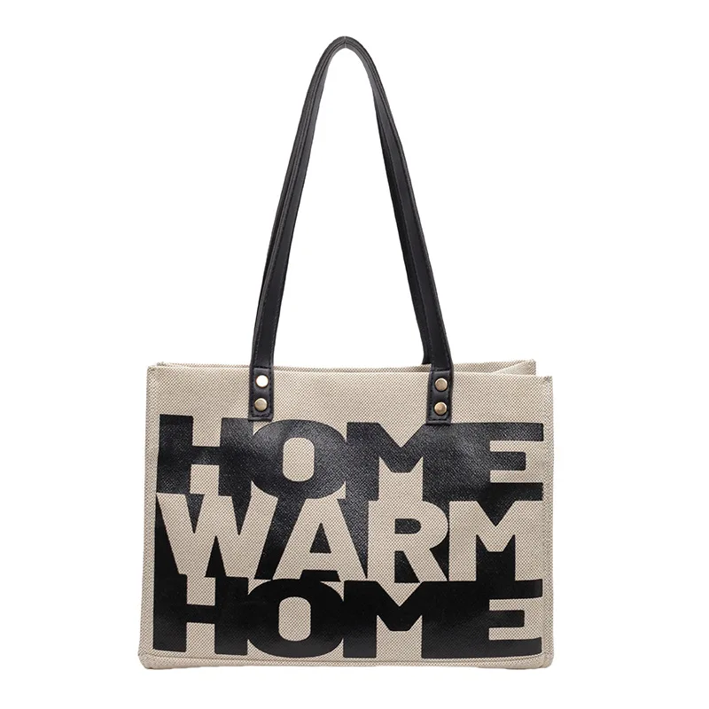 エレガントなカラーブロックショルダーバッグ 2025年新作 レディース、高級感のあるレタープリントトート、あらゆるシーンに合うファッショナブルなクロスボディバッグ