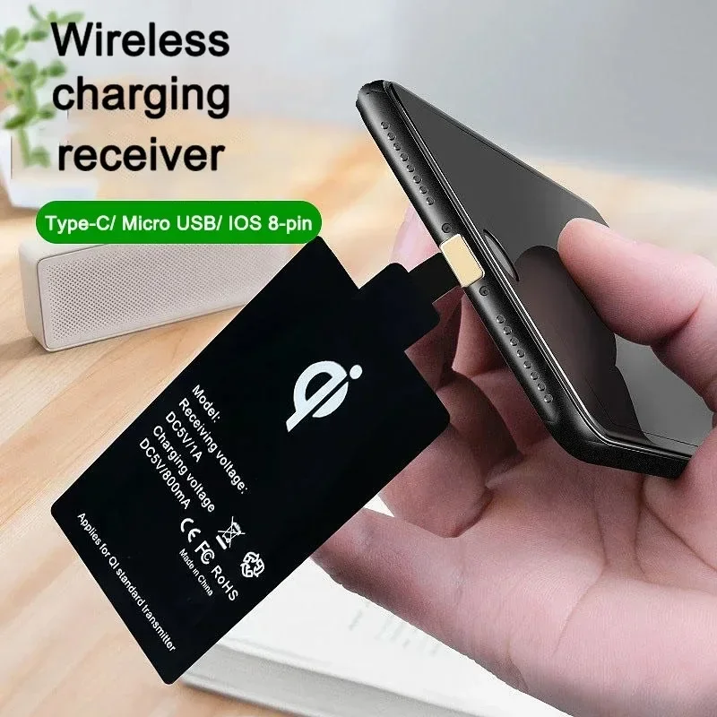 Wireless Charging Receiver Support Type C Micro USB Wireless Charging Adapter for IPhone 5 6 7 Android Phone Wireless Charge