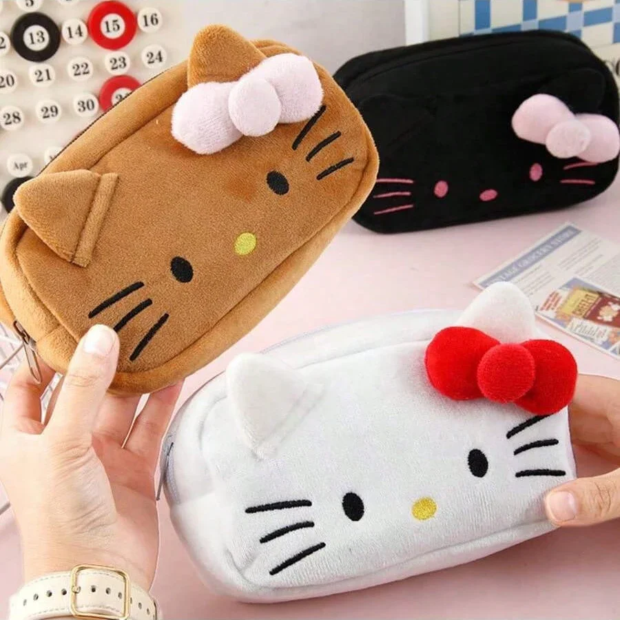 1pc Cute Cartoon Plush Pencil Case,Big Capacity Stationery Pouch, Stationery Storage Box Back To School (No Clips)