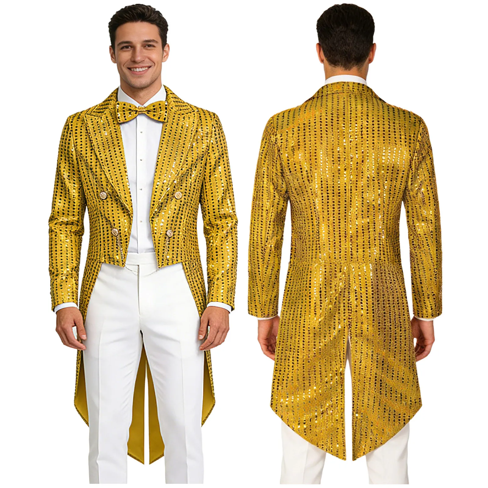 

Men Sequin Tuxedo Jacket Jazz Dance Performance Costume Coats Disco Outfit Tailcoat Rave Party Proms Music Festival Outerwear