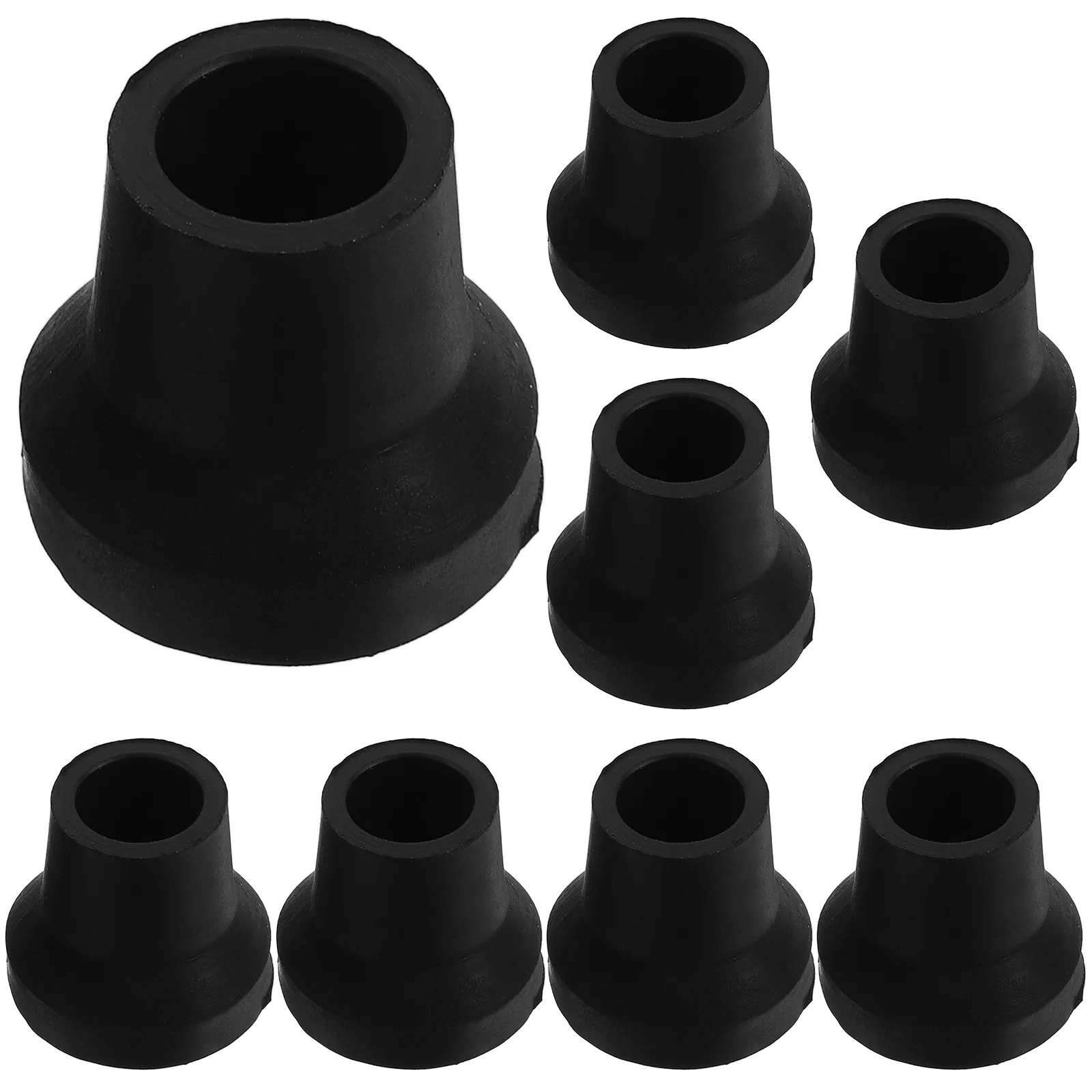 8Pcs Walking Cane End Cap Replacement For Senior 16MM Rubber Tips Black Non-skid Mobility Aids Stability