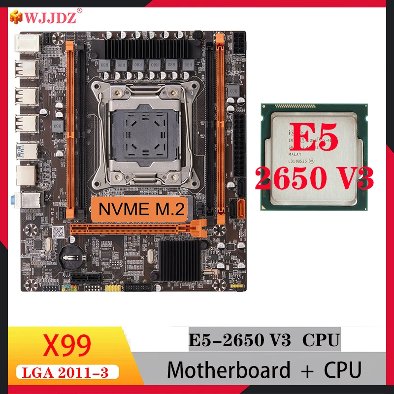 

Wjjdz Комплект материнских плат X99 H4 xeon e5 2650 V3 и набор оперативной памяти процессора lga 2011-3 ddr4 RECC NON-ECC Memory M.2 NVME для ПК геймера