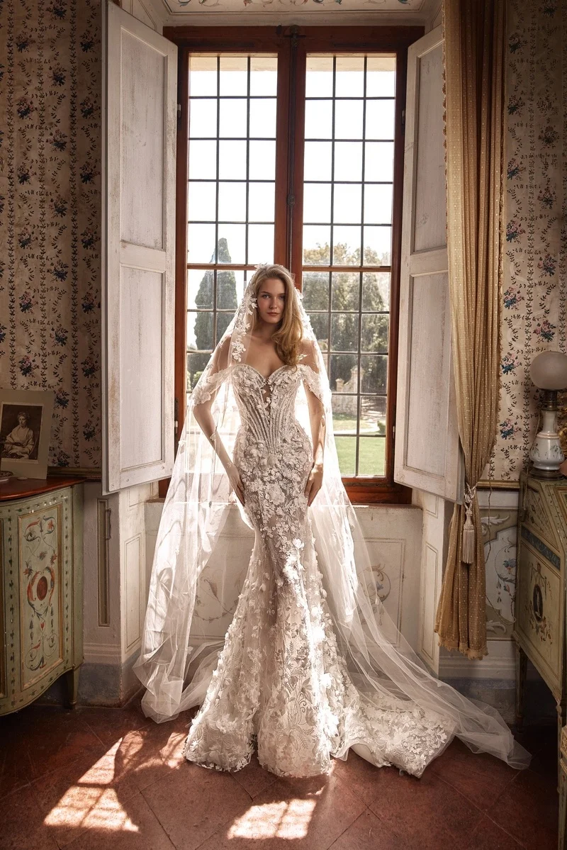 Vestido De Noiva Sereia Lace Wedding Dress Vestidos Feminino Elegante Para Casamento Curvy Fairy White Trouwjurken Dames Bride