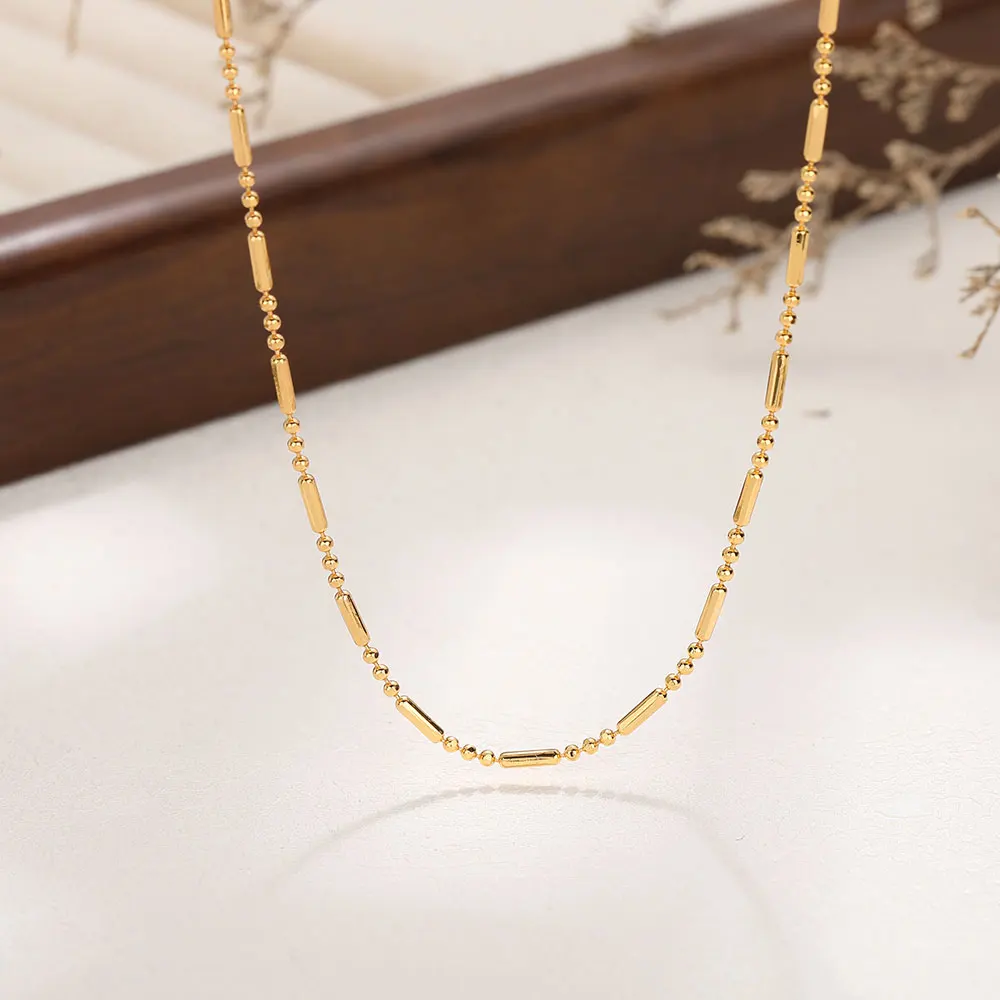 New Women's Accessories Wave Beads Bamboo Splicing Europe and the United States Street Fashion Women's Collar Chain