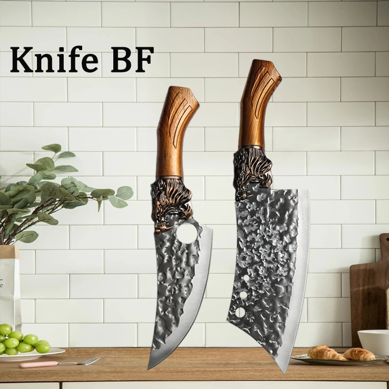 NONE Handgefertigtes geschmiedetes Küchenmesser, Fleischschneidemesser, Ausbeinmesser, multifunktionale Küchenmesser, Schmiedelmesser, Schneidemesser 8