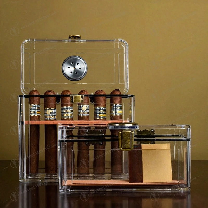 

Прозрачный увлажнитель для сигар малого объема с кедровым деревом, портативный, для восстановления сигар, с добавлением алкоголя