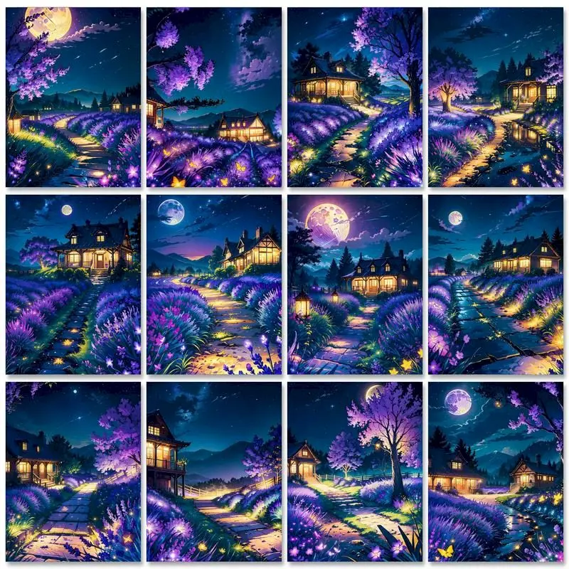 

GATYZTORY Modern Painting By Numbers Paint Kit Night Countryside Scenery Coloring By Numbers Unique Gift Handicrafts Wall Decora