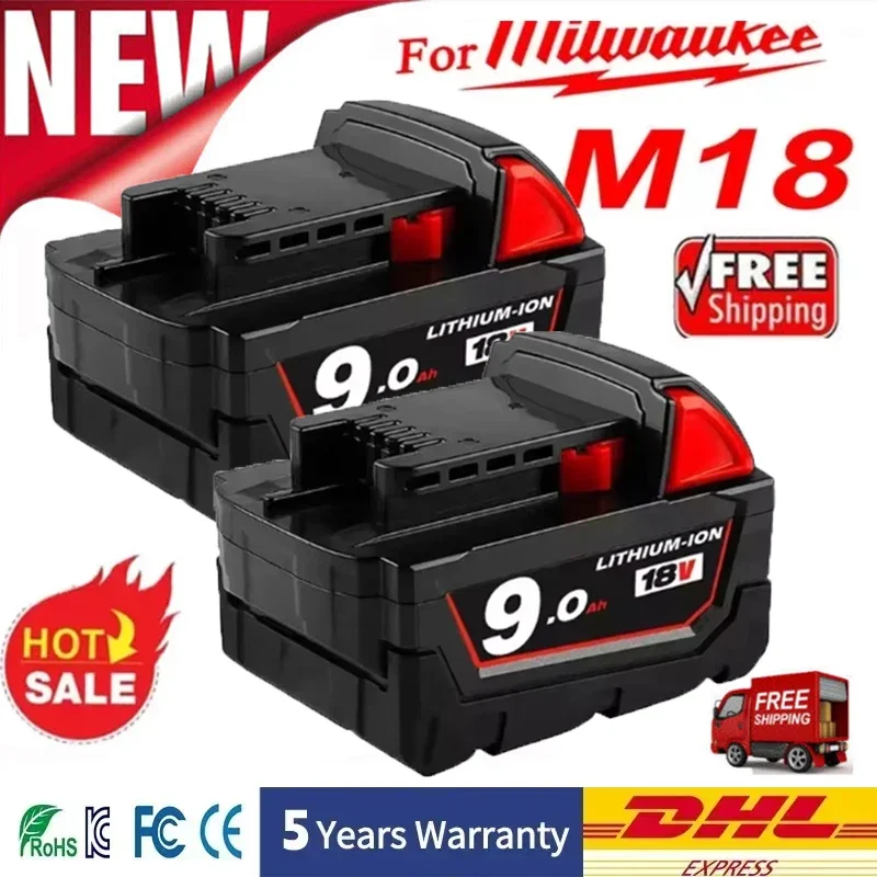 

18V Replacement Battery For Milwaukee M18 48-11-1815 48-11-1850 2646-20 2642-21ct service M18 Tools Rechargeable Battery