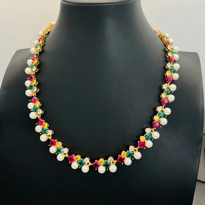 French Vintage-Style Pearl & Diamond Necklace product image