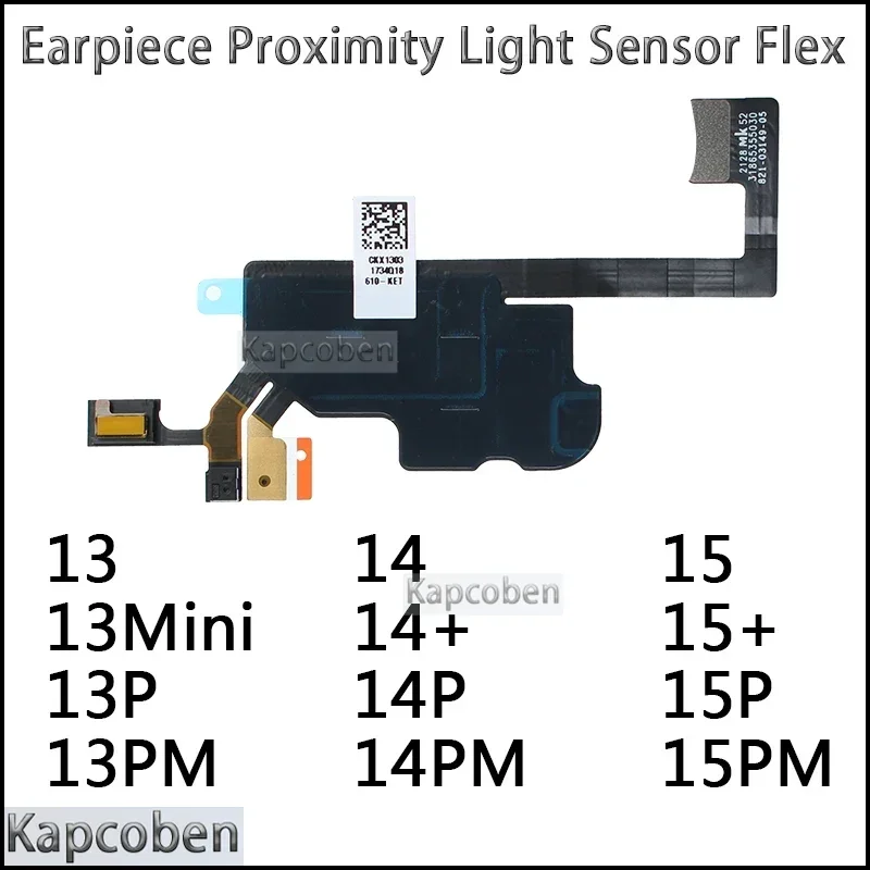 Front Proximity Light Sensor Flex Cable of Top Sound Ear Earpiece Speaker for IPhone 13 14 15 Mini Pro Max Plus + (Only Flex)