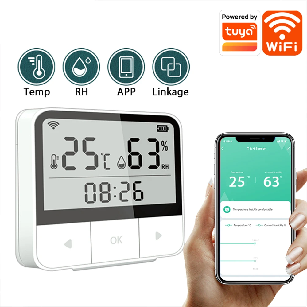 

Tuya Smart WiFi Temperature and Humidity Sensor Wireless LCD Display Hygrometer Thermometer Work with Alexa Google Assistant