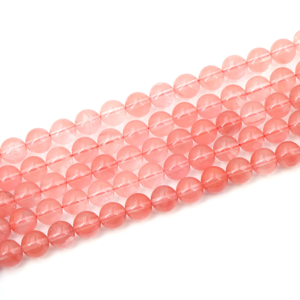 Cherry Quartz Pink Stone Bead Round Loose Spacer Beads for Jewelry Making DIY Charms Bracelet Necklace Accessories 4 6 8 10 12mm