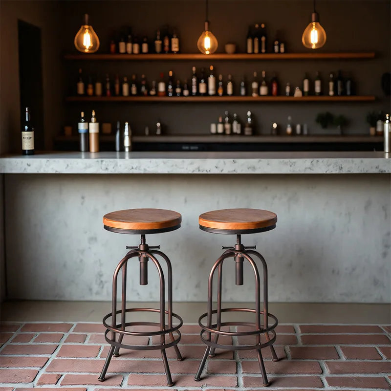 Industrial style furniture, wrought iron tables and chairs, creative bar chairs in the living room, can be lifted and lowered