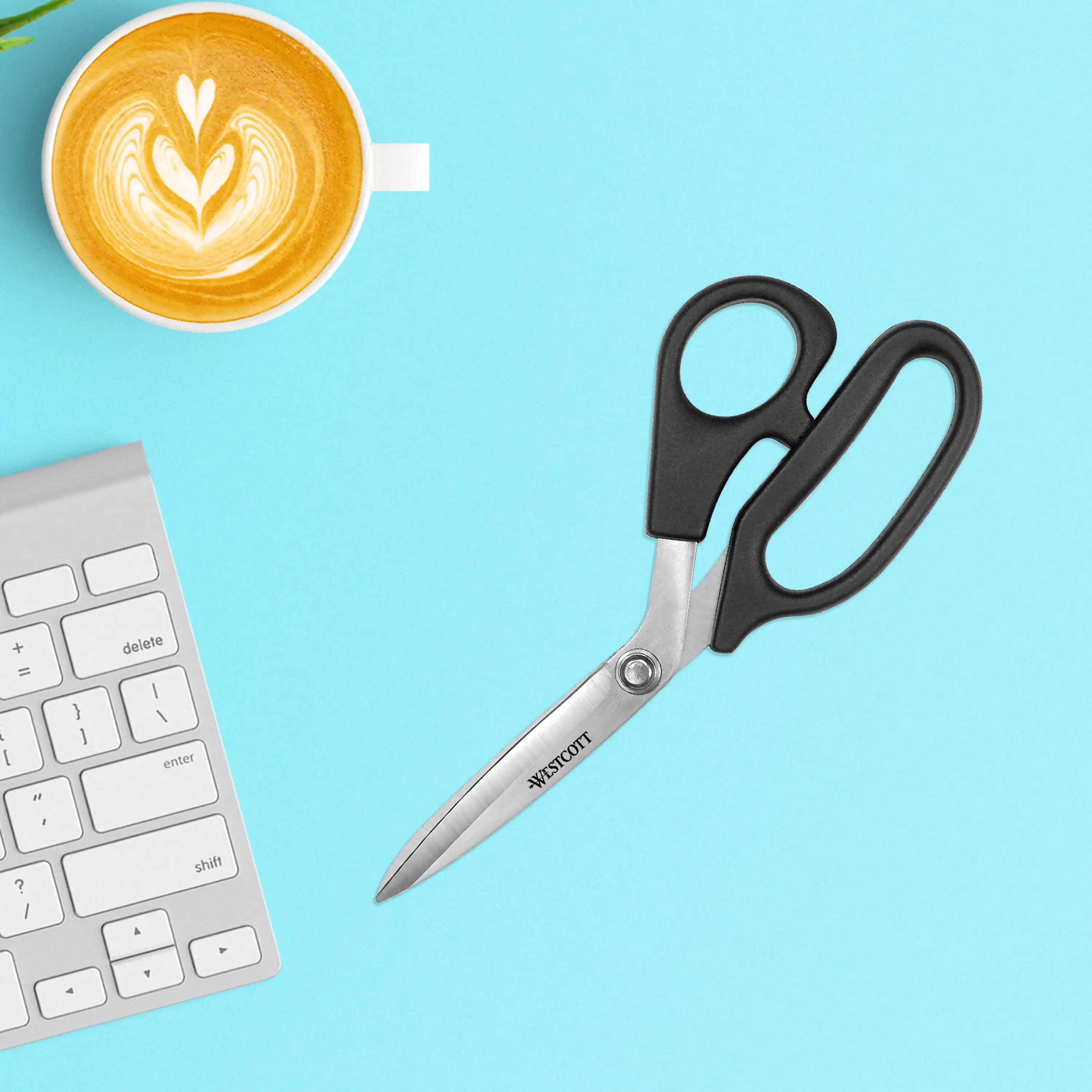 (3 pacotes) Tesoura All Purpose Plus, 8", alça dobrada, para escritório, preta, 1 cada