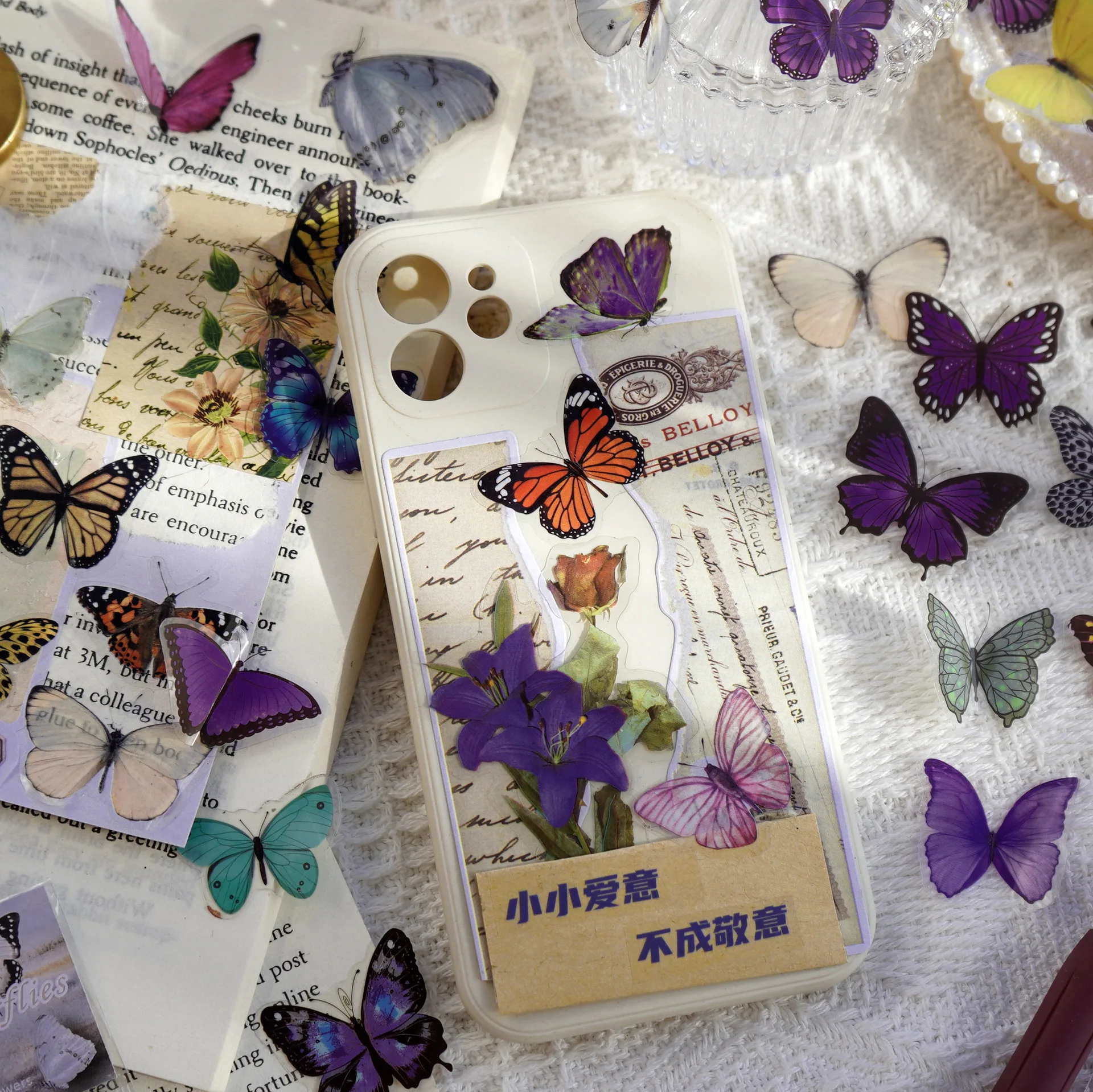 Journamm 40pcs/pack Butterfly Series Stickers Art Collage Junk Journal DIY Scrapbooking PET Waterproof Craft Aesthetics Stickers image 3