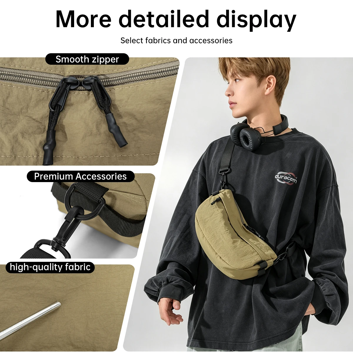 Fahrrad-Umhängetasche für Herren, tragbare Schultertasche für den Arbeitsweg und Reisen, kleine Umhängetasche für Outdoor-Sport, Freizeitaktivitäten im Park und Fitness für Damen. – Detail 5