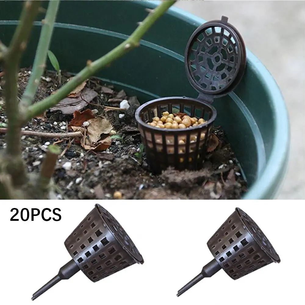 20Pcs Portable Fertilizer Box Bonsai Tool Fertilizer Cover Basket Box Case Plastic Plant Bug Nursery Pots