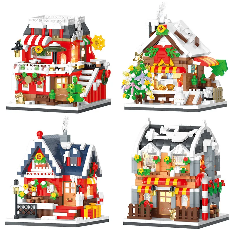 

Creative Village Winter Christmas Coffee House Candy House Building Blocks Bricks Toys Gifts