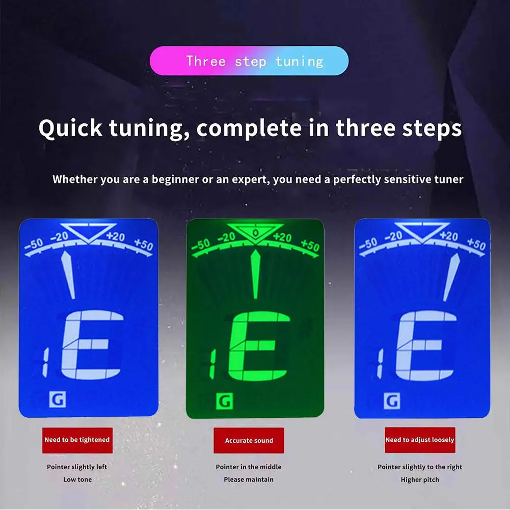 1/2/3pcs Clip-On Guitar Tuner with Regular/Color Screen 360° Rotatable Chromatic Tuner for Guitar, Bass, Ukulele, Violin LCD