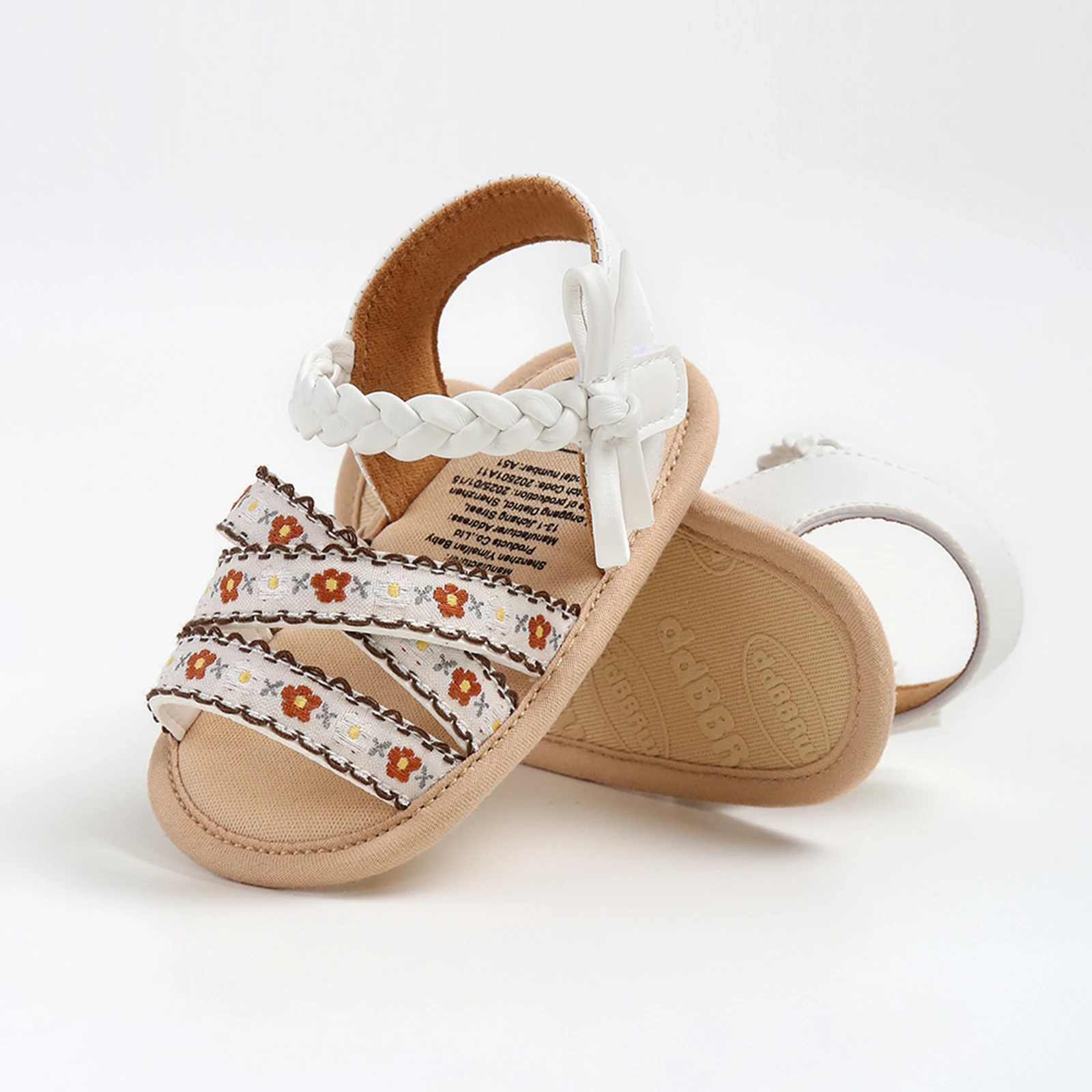 

0-18M Infant Baby Girls Sandals Open Toe Princess Style Cute Flower Bow Design Soft Non-Slip Flat Walking Shoes