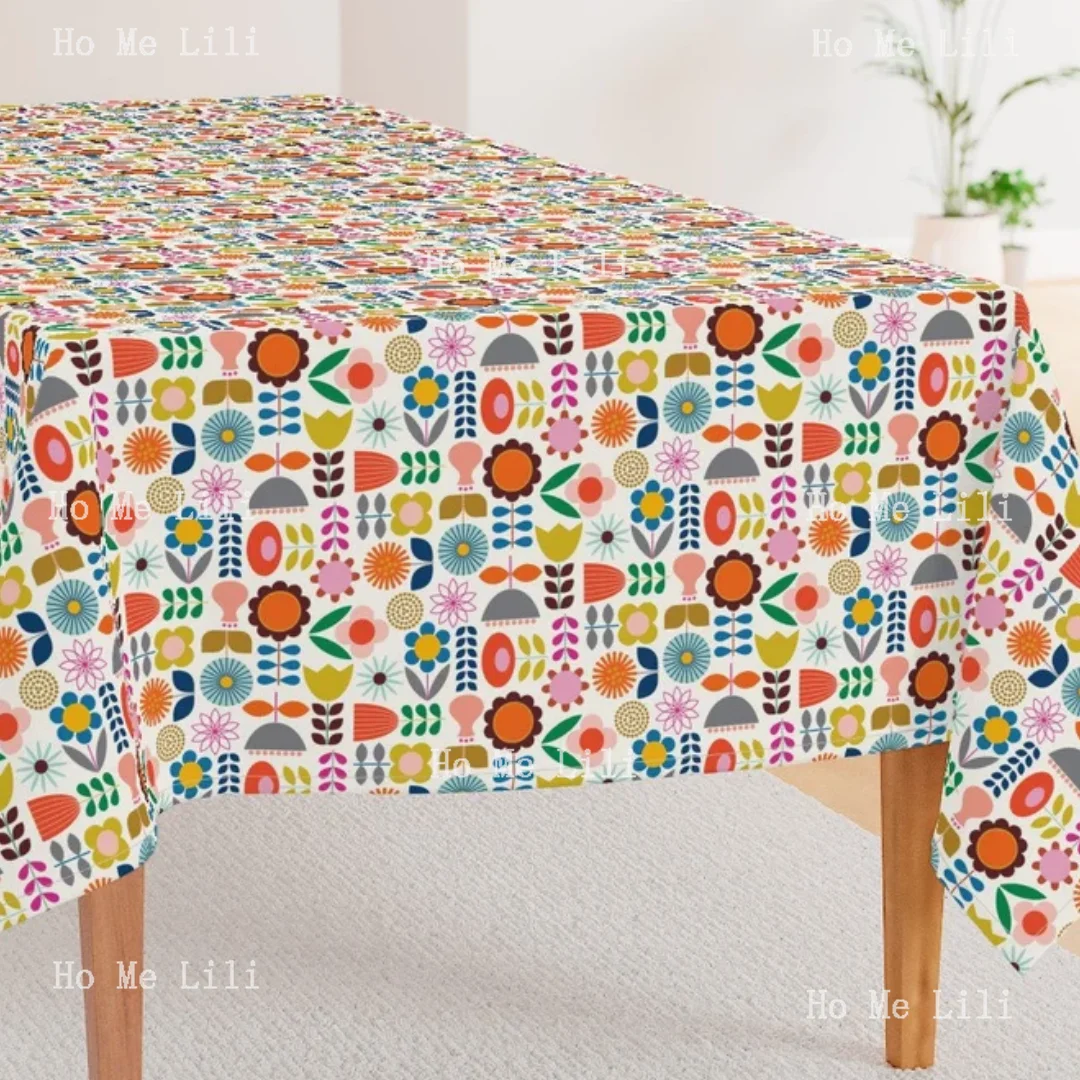 Scandinavian Tablecloth Mod Scandinavian Garden By Katerhees Scandi Style Folk Art Inspired Tablecloth